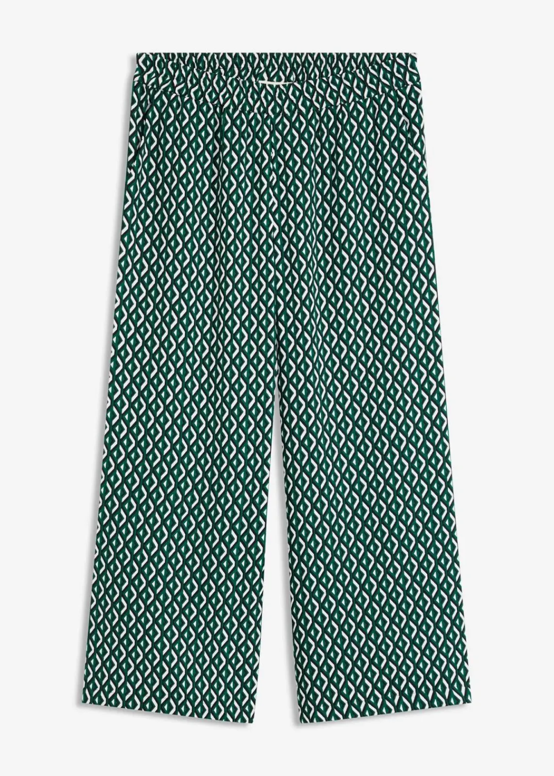bonprix Hosen|Nachhaltigere Materialien^Culotte schwarz/waldgrün/wollweiß graphisch bedruckt