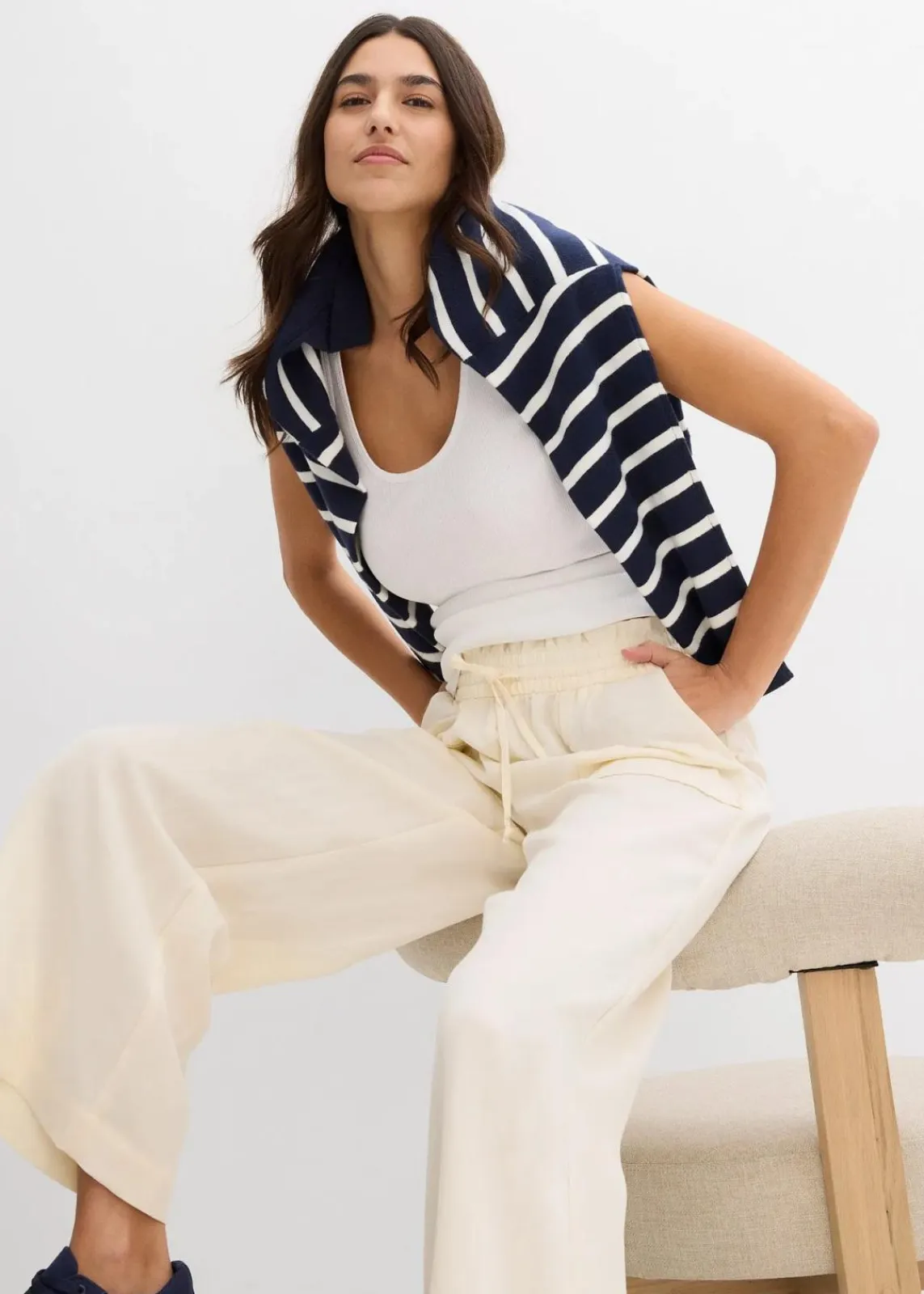 bonprix Bekleidung·Kleider|Hosen^Culotte aus fließendem Lyocell-Mix cremeweiß