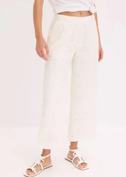 bonprix Hosen^Culotte aus Lochstickerei wollweiß