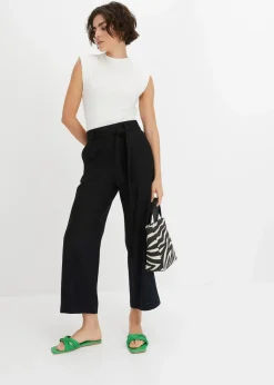bonprix Hosen|Bekleidung·Kleider^Culotte aus luftigem Leinen-Mix schwarz