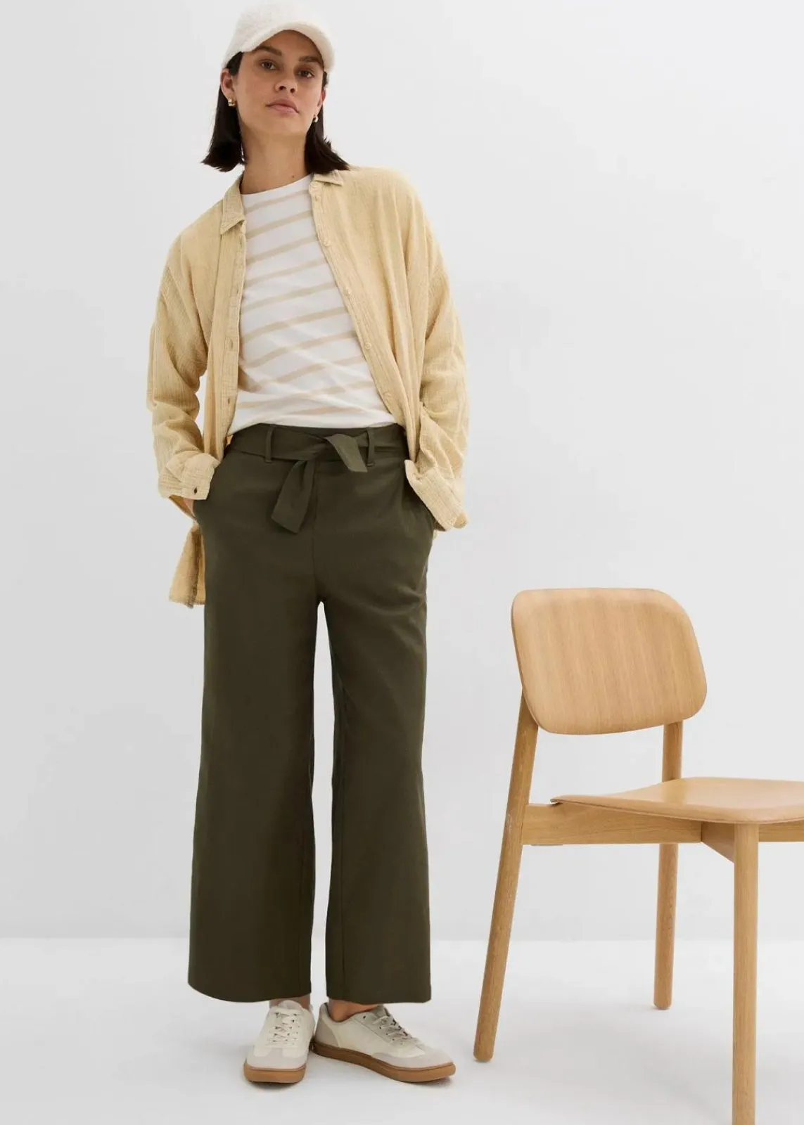bonprix Hosen|Bekleidung·Kleider^Culotte aus luftigem Leinen-Mix dunkeloliv