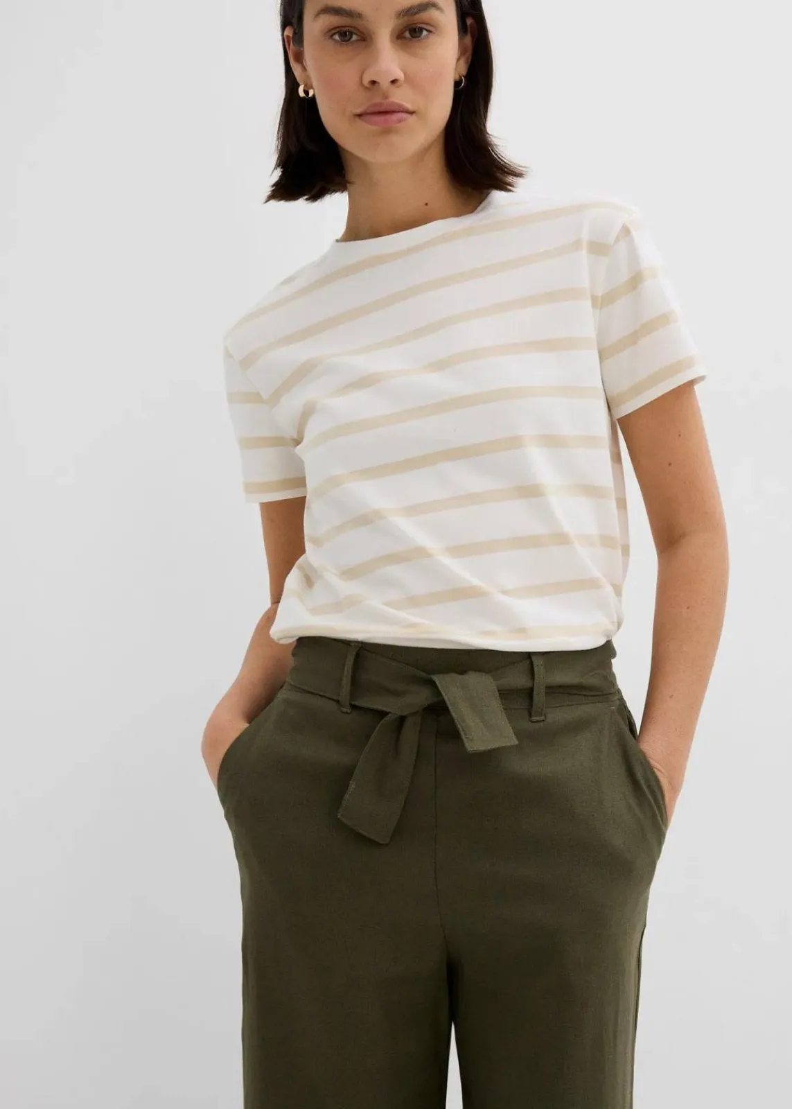 bonprix Hosen|Bekleidung·Kleider^Culotte aus luftigem Leinen-Mix dunkeloliv
