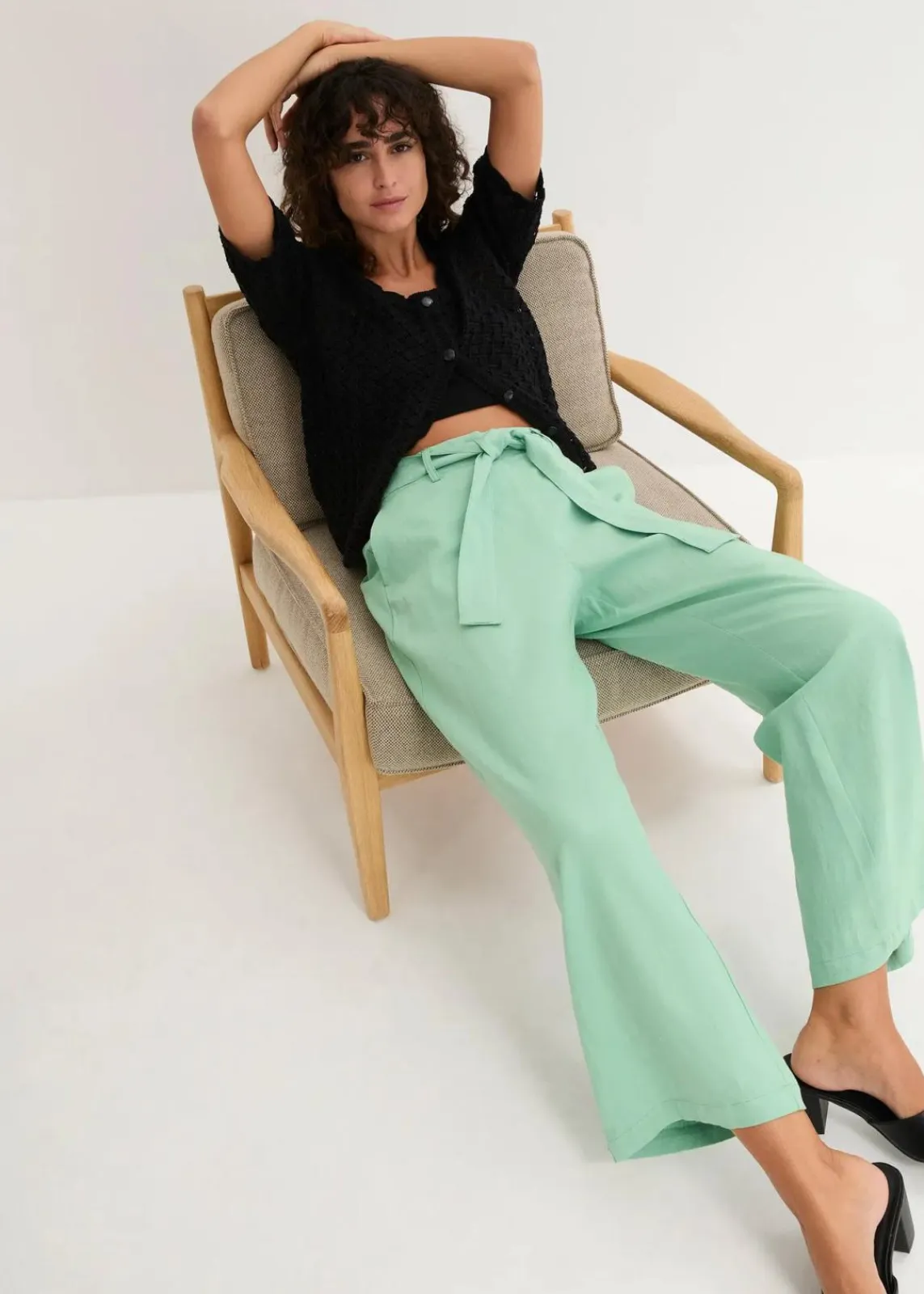 bonprix Bekleidung·Kleider|Hosen^Culotte aus luftigem Leinen-Mix mint