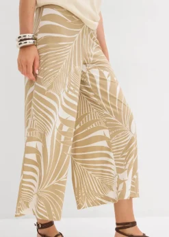 bonprix Bekleidung·Kleider|Hosen^Culotte aus softem Viskose-Mix wollweiß/new beige bedruckt