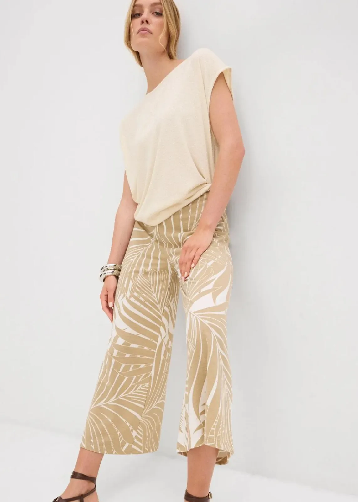 bonprix Bekleidung·Kleider|Hosen^Culotte aus softem Viskose-Mix wollweiß/new beige bedruckt