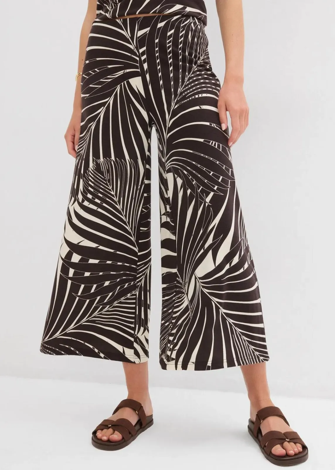 bonprix Nachhaltigere Materialien|Hosen^Culotte aus softem Viskose-Mix natur/dunkelbraun bedruckt