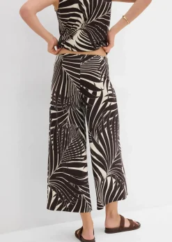 bonprix Nachhaltigere Materialien|Hosen^Culotte aus softem Viskose-Mix natur/dunkelbraun bedruckt