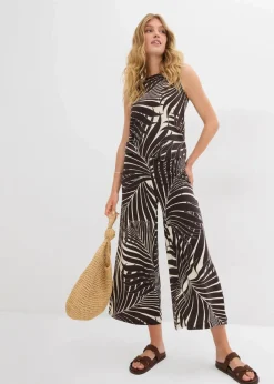 bonprix Nachhaltigere Materialien|Hosen^Culotte aus softem Viskose-Mix natur/dunkelbraun bedruckt