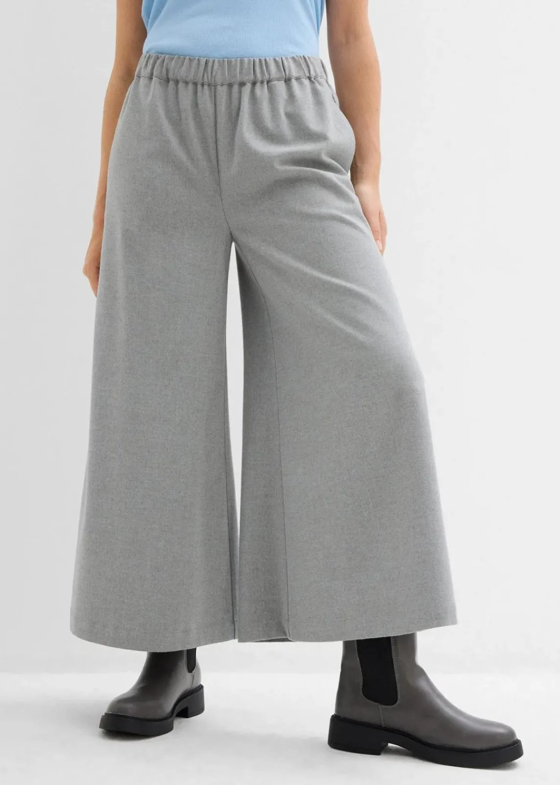 bonprix Bekleidung·Kleider|Hosen^Culotte in Wolloptik schattengrau meliert