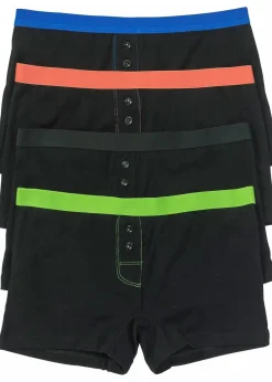 bonprix Wäsche·Baumwollunterwäsche|Wäsche·Höschen^Damen Boxer (4er Pack) schwarz + farbig