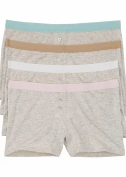 bonprix Höschen|Baumwollunterwäsche^Damen Boxer (4er Pack) natur meliert + bunt