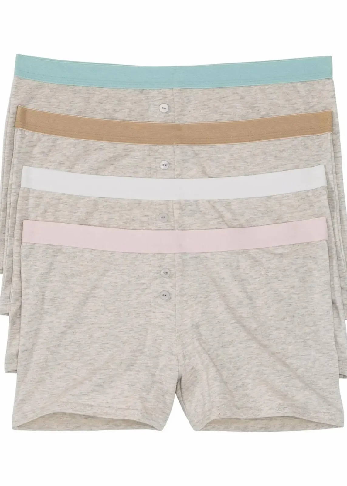 bonprix Höschen|Baumwollunterwäsche^Damen Boxer (4er Pack) natur meliert + bunt