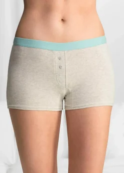 bonprix Höschen|Baumwollunterwäsche^Damen Boxer (4er Pack) natur meliert + bunt