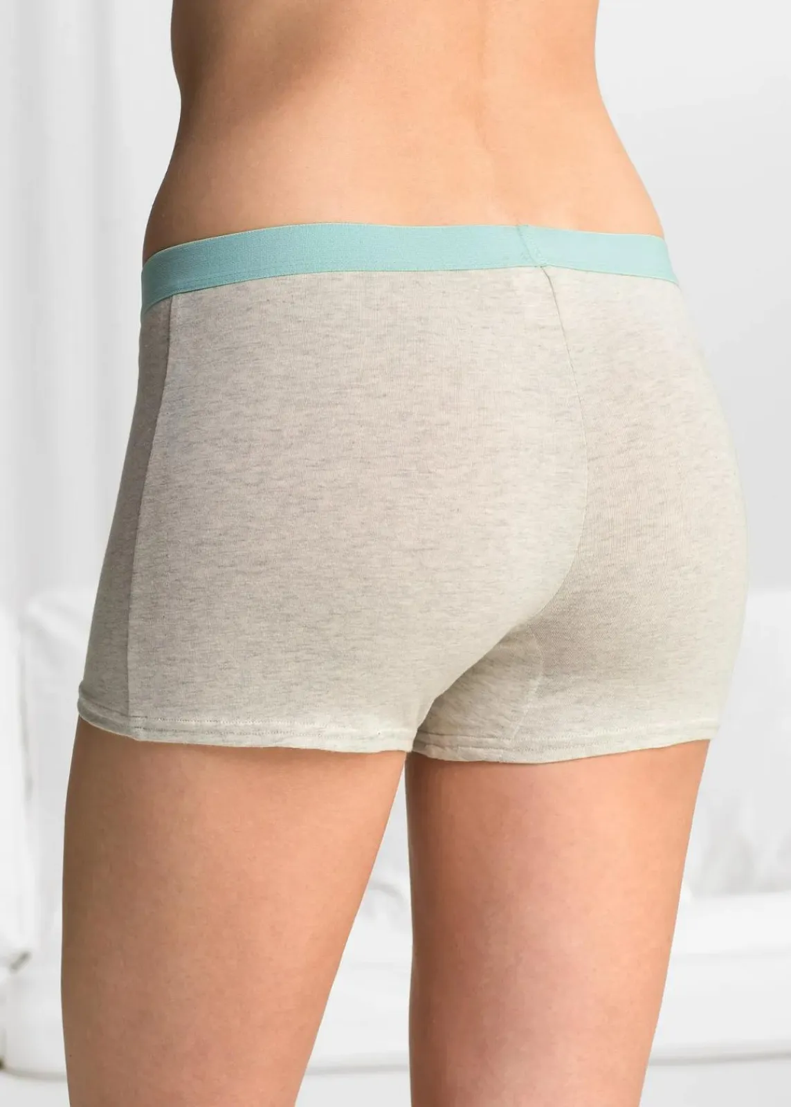 bonprix Höschen|Baumwollunterwäsche^Damen Boxer (4er Pack) natur meliert + bunt