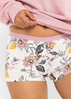 bonprix Wäsche·Baumwollunterwäsche|Wäsche·Höschen^Damen Boxer (4er Pack) ecru bedruckt + altrosé + nachtblau