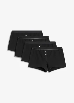 bonprix Wäsche·Baumwollunterwäsche|Wäsche·Höschen^Damen Boxer mit Bio-Baumwolle (4er Pack) schwarz