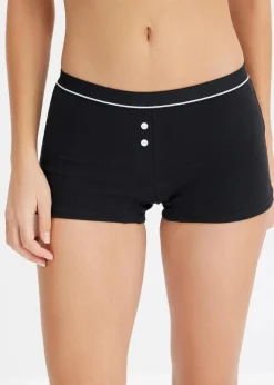 bonprix Wäsche·Baumwollunterwäsche|Wäsche·Höschen^Damen Boxer mit Bio-Baumwolle (4er Pack) schwarz