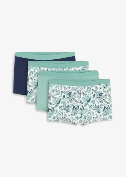 bonprix Wäsche·Baumwollunterwäsche|Wäsche·Höschen^Damen Boxer mit Bio-Baumwolle (4er Pack) dunkelblau/rauchsalbei bedruckt + dunkelblau + rauchsalbei