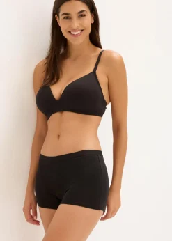 bonprix Wäsche·Baumwollunterwäsche|Wäsche·Höschen^Damen Boxer mit Bio-Baumwolle (3er Pack) schwarz