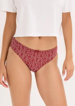 bonprix Wäsche·Baumwollunterwäsche|Wäsche·Höschen^Damen Slip mit Baumwolle (5er Pack) schwarz + schwarz-bedruckt + rot-bedruckt