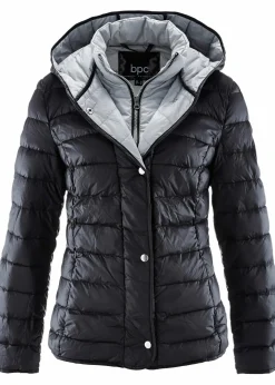 bonprix Jacken & Mäntel^Daunenjacke in 2-in-1 Optik schwarz