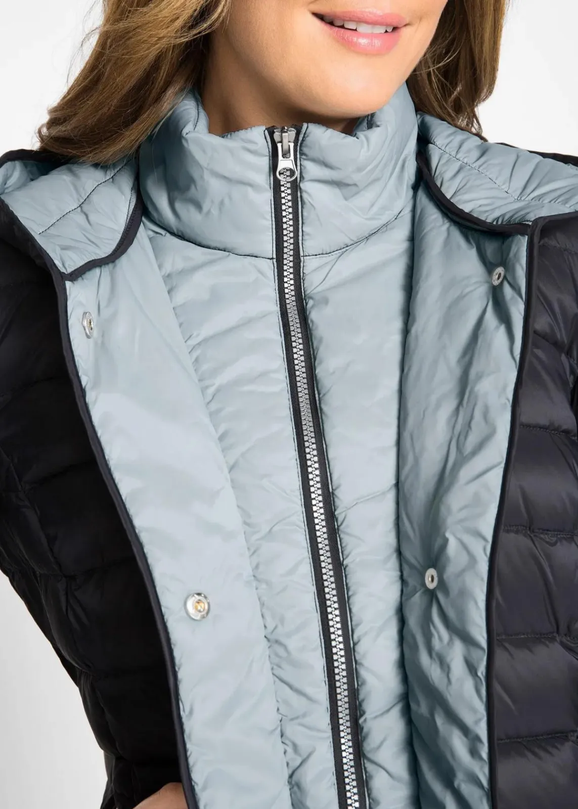 bonprix Jacken & Mäntel^Daunenjacke in 2-in-1 Optik schwarz