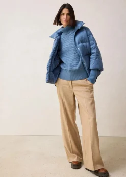 bonprix Bekleidung·Hosen|Premium^Daunenjacke mit recycelten Daunen und Strickärmeln wellenblau