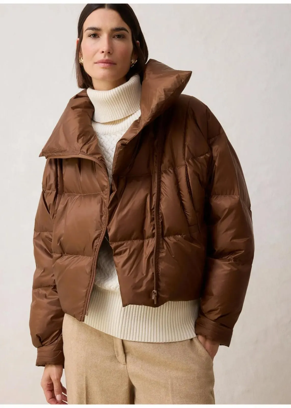 bonprix Bekleidung·Hosen|Nachhaltigere Materialien^Daunenjacke mit recycelten Daunen wasserabweisend pimentbraun