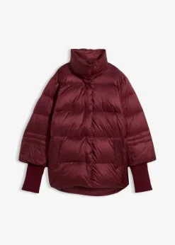 bonprix Jacken & Mäntel|Premium^Daunenjacke mit recycelten Daunen​ und Strickärmeln dunkelbeere