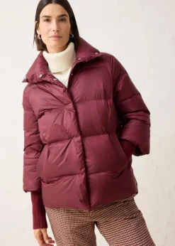 bonprix Jacken & Mäntel|Premium^Daunenjacke mit recycelten Daunen​ und Strickärmeln dunkelbeere