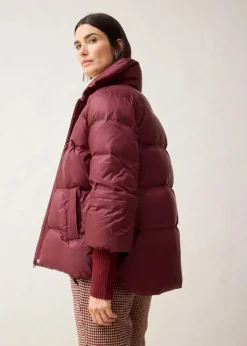 bonprix Jacken & Mäntel|Premium^Daunenjacke mit recycelten Daunen​ und Strickärmeln dunkelbeere
