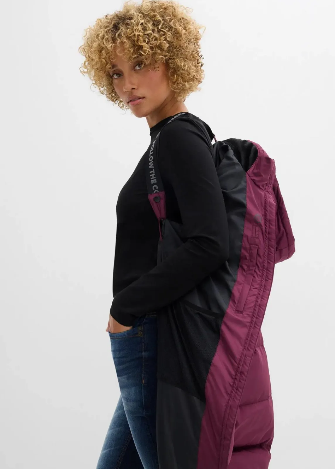 bonprix Bekleidung·Hosen|Nachhaltigere Materialien^Daunenmantel mit recycelter Daune und isolierender Wärmetechnologie aubergine