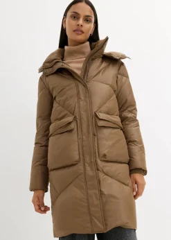 bonprix Bekleidung·Hosen|Nachhaltigere Materialien^Daunenmantel mit recycelten Daunen, wasserabweisend walnussbraun