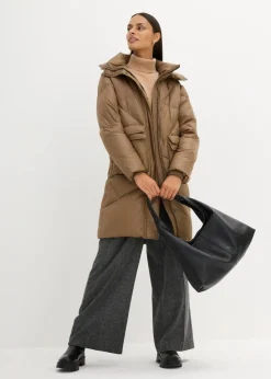 bonprix Bekleidung·Hosen|Nachhaltigere Materialien^Daunenmantel mit recycelten Daunen, wasserabweisend walnussbraun