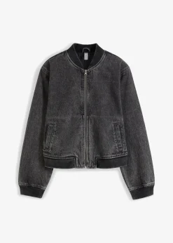 bonprix Jacken & Mäntel|Bekleidung·Hosen^Denim Blouson dunkelgrau denim used