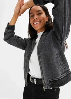bonprix Jacken & Mäntel|Bekleidung·Hosen^Denim Blouson dunkelgrau denim used