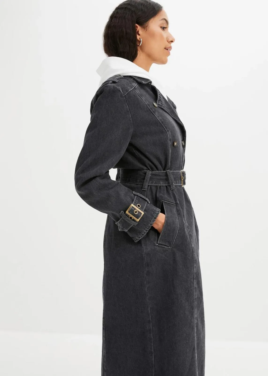 bonprix Jacken & Mäntel|Bekleidung·Hosen^Denim Trenchcoat grau denim