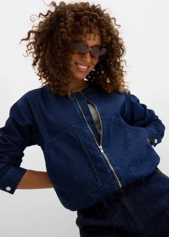 bonprix Bekleidung·Hosen|Jacken & Mäntel^Denim-Blouson dunkelblau denim used