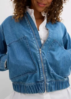 bonprix Jacken & Mäntel|Bekleidung·Hosen^Denim-Blouson hellblau denim used