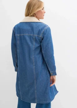 bonprix Bekleidung·Hosen|Jacken & Mäntel^Denim-Wintermantel, warm gefüttert mit Teddy blau denim used