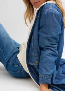 bonprix Bekleidung·Hosen|Jacken & Mäntel^Denim-Wintermantel, warm gefüttert mit Teddy blau denim used