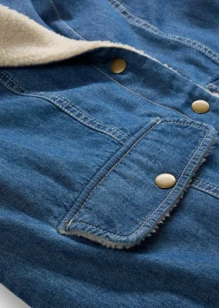 bonprix Bekleidung·Hosen|Jacken & Mäntel^Denim-Wintermantel, warm gefüttert mit Teddy blau denim used