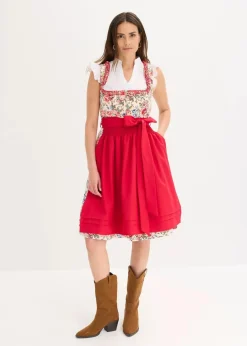 bonprix Bekleidung·Pullover & Strickjacken|Kleider^Dirndl mit bestickter Schürze (2-tlg. Set) rot geblümt