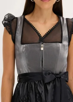 bonprix Bekleidung·Pullover & Strickjacken|Kleider^Dirndl mit glänzendem Mieder (2-tlg.Set) schwarz