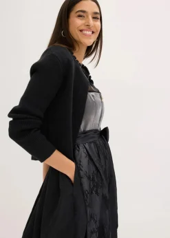 bonprix Bekleidung·Pullover & Strickjacken|Kleider^Dirndl mit glänzendem Mieder (2-tlg.Set) schwarz