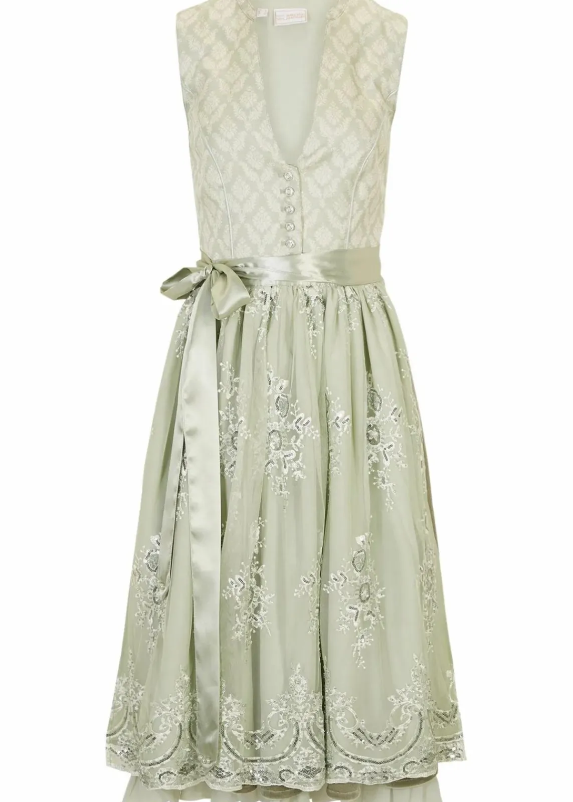 bonprix Kleider|Kurzgrößen^Dirndl mit Jacquard und Stickerei (2-tlg.Set) seegras