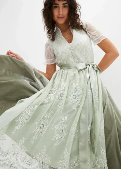 bonprix Kleider|Kurzgrößen^Dirndl mit Jacquard und Stickerei (2-tlg.Set) seegras