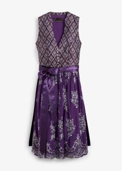 bonprix Kurzgrößen|Bekleidung·Pullover & Strickjacken^Dirndl mit Jacquard und Stickerei (2-tlg.Set) dunkellila