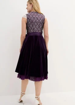 bonprix Kurzgrößen|Bekleidung·Pullover & Strickjacken^Dirndl mit Jacquard und Stickerei (2-tlg.Set) dunkellila