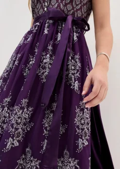 bonprix Kurzgrößen|Bekleidung·Pullover & Strickjacken^Dirndl mit Jacquard und Stickerei (2-tlg.Set) dunkellila